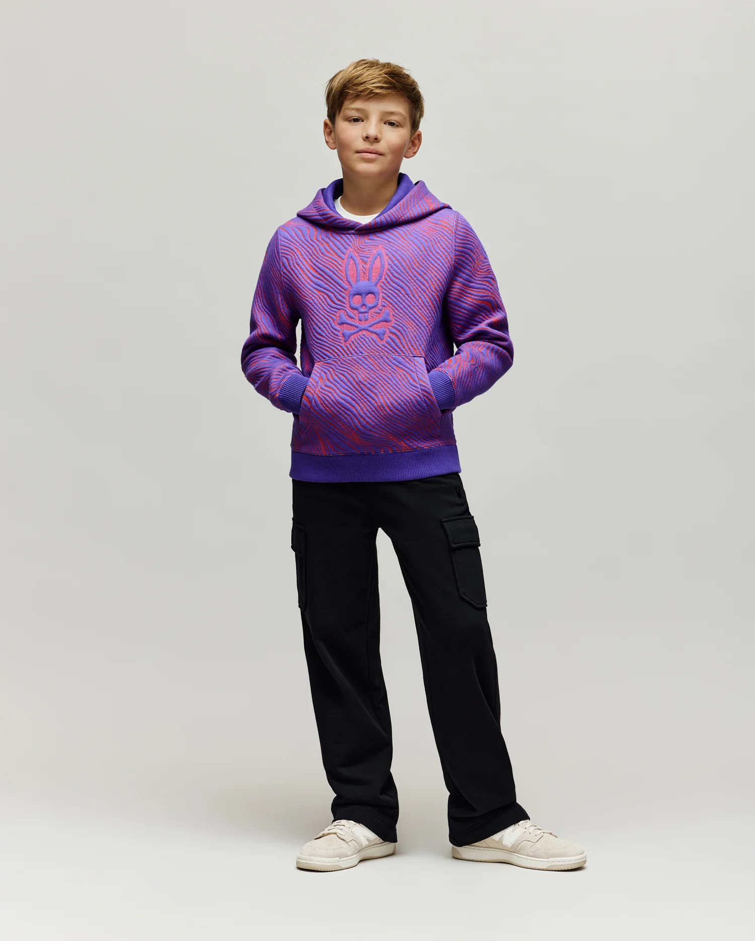 KIDS KENDRICK HOODIE DOUBLE TRICOT TEXTURÉ À MOTIF JACQUARD