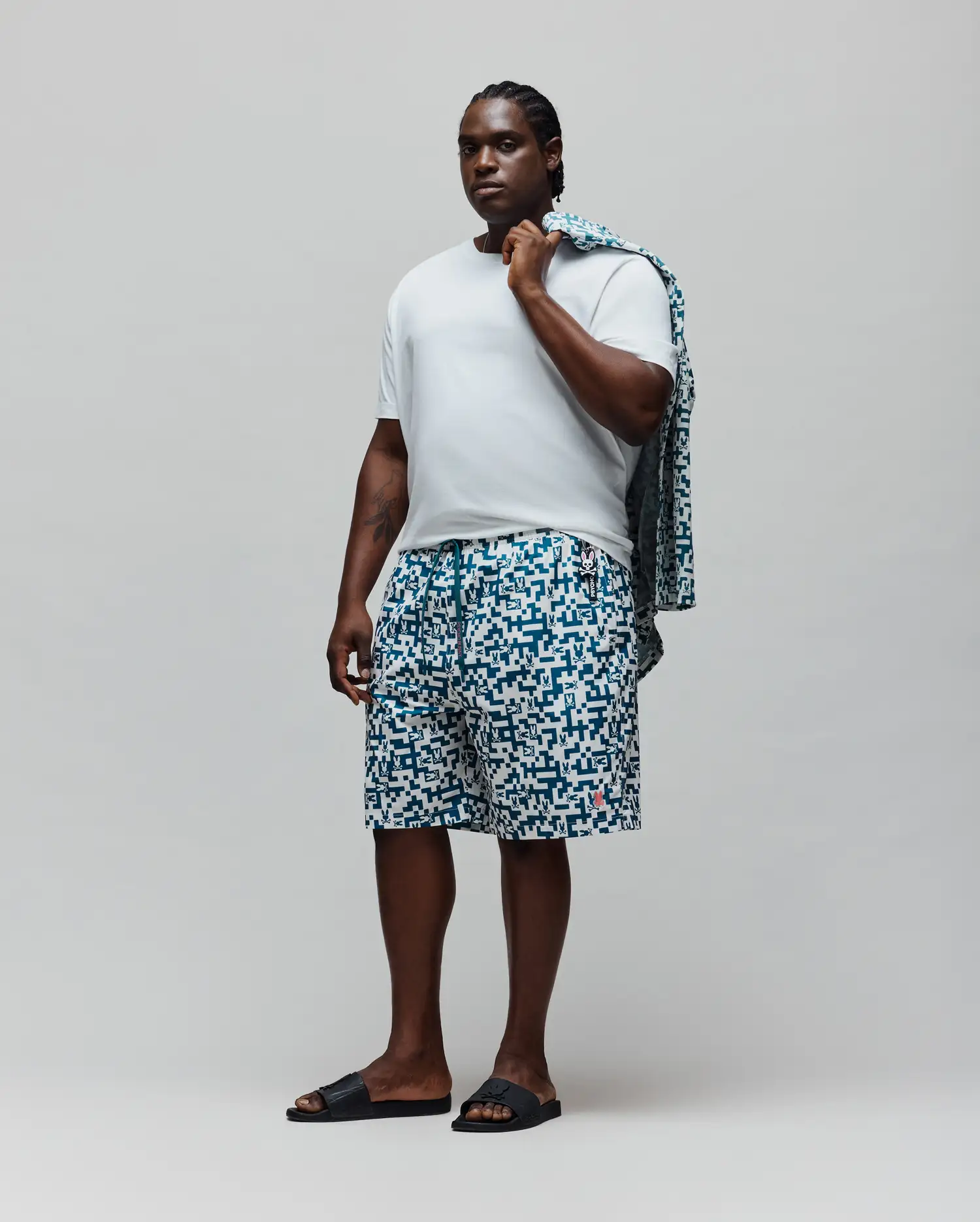 MAILLOTS DE BAIN MENS BIG AND TALL JOSH IMPRIMÉ BUNNY SUR TOUTE LA PIÈCE 6"